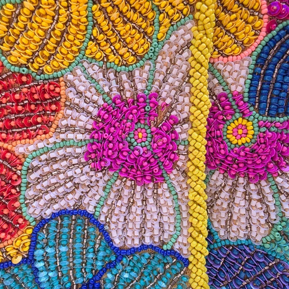 One of a kind Hand-Beaded Floral Clutch Purse Evening Bag‎ Small Evening Bag